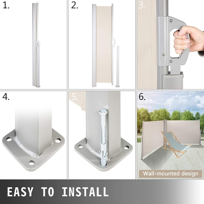 Patio Double Retractable Side Screen Awning dengan Manual Operation Polyester Material