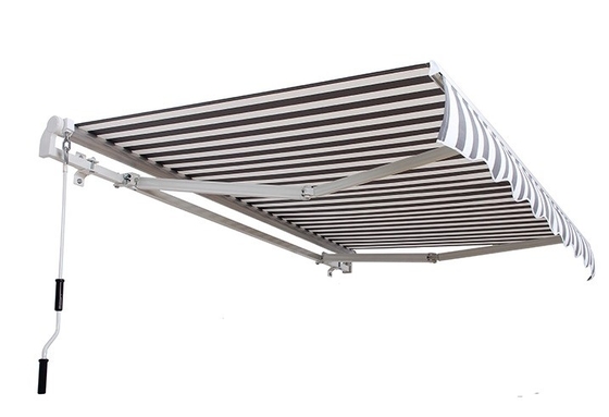 Polyester Folding Arm Retractable Awning untuk Teras Manual Operasi dan tahan UV
