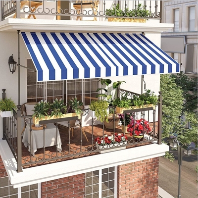 300 cm lebar balkon awning poliester layar bahan tangan crank perlindungan matahari Tidak ada pengeboran