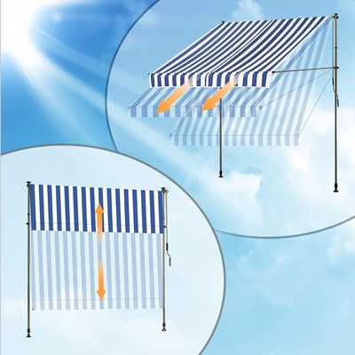 300 cm lebar balkon awning poliester layar bahan tangan crank perlindungan matahari Tidak ada pengeboran