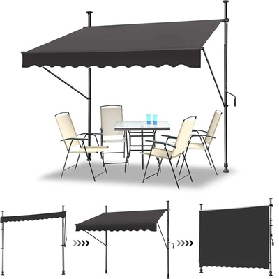 Aluminium Frame Manual Retractable Patio Awning untuk Balkon Tinggi dan Kemiringan disesuaikan