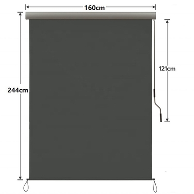 Perlindungan UV Drop Awning dengan Hand-Crank Box untuk Balkon dan Patio Vertikal Awning