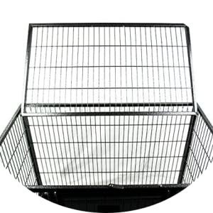Anjing Besar Heavy Duty Metal Kennel dan Kandang dengan Empat Roda dalam Hitam Padat