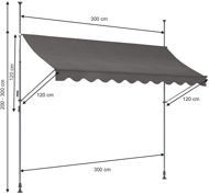 Balkon Kain Polyester Manual Gearbox Awning dengan bingkai abu-abu dan perawatan anti-UV