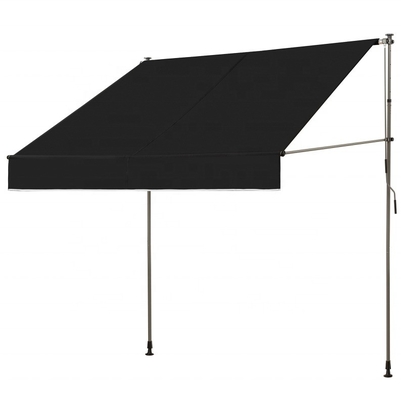 Balkon Kain Polyester Manual Gearbox Awning dengan bingkai abu-abu dan perawatan anti-UV