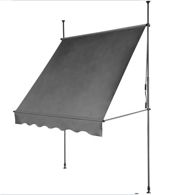Balkon Kain Polyester Manual Gearbox Awning dengan bingkai abu-abu dan perawatan anti-UV
