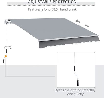 Outdoor Manual Retractable Awning Cover Shelter dengan ukuran 300*200CM dan metode operasi manual