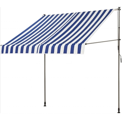 Balkon Kain Polyester Manual Gearbox Awning dengan bingkai abu-abu dan perawatan anti-UV