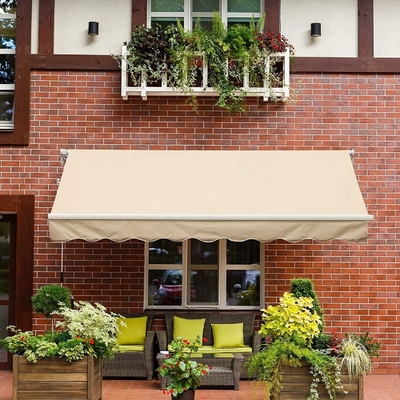 Awning toko balkon halaman dengan gagang engsel manual dan finishing layar berlapis PU