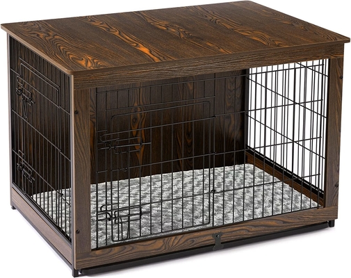 Kothak Anjing Kayu Pintu Ganda Gaya Modern 81*55*67cm untuk Perabot Dekorasi Rumah