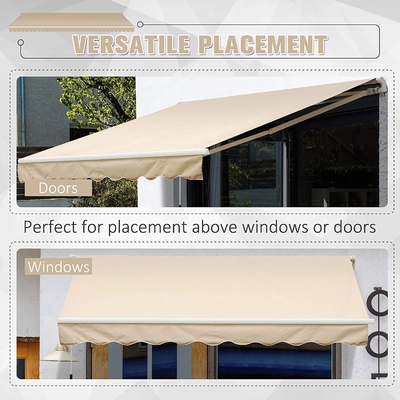 Awning toko balkon halaman dengan gagang engsel manual dan finishing layar berlapis PU