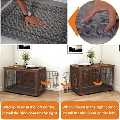 Kothak Anjing Kayu Pintu Ganda Gaya Modern 81*55*67cm untuk Perabot Dekorasi Rumah