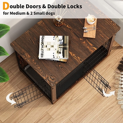 Kothak Anjing Kayu Pintu Ganda Gaya Modern 81*55*67cm untuk Perabot Dekorasi Rumah