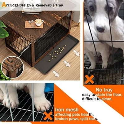 Kothak Anjing Kayu Pintu Ganda Gaya Modern 81*55*67cm untuk Perabot Dekorasi Rumah