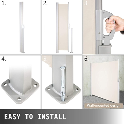 Outdoor Retractable Side Awning 63x118 inci dengan Manual Operasi 100% Polyester