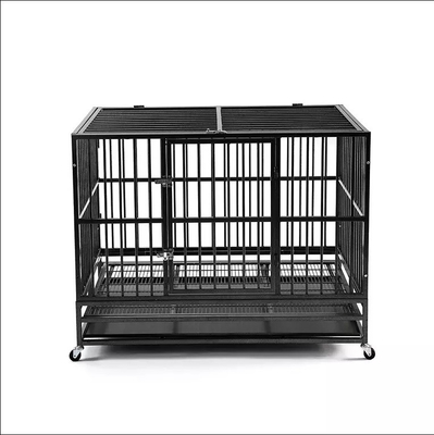 Hitam 38 Inci Heavy Duty Pet Cage untuk Anjing Besar dan Menengah Desain Bergaya