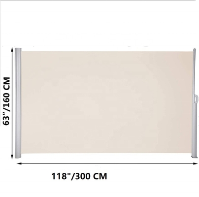 Aluminium Extendable Sun Protection Screen untuk Balkon Patio dan Taman 160*300cm