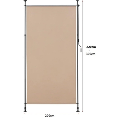 Powder Coated 200x270cm Vertical Awning Water Resistant Grey Fabric untuk Balkon Garden