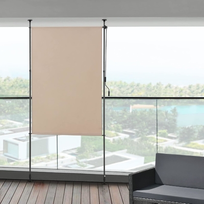 Powder Coated 200x270cm Vertical Awning Water Resistant Grey Fabric untuk Balkon Garden