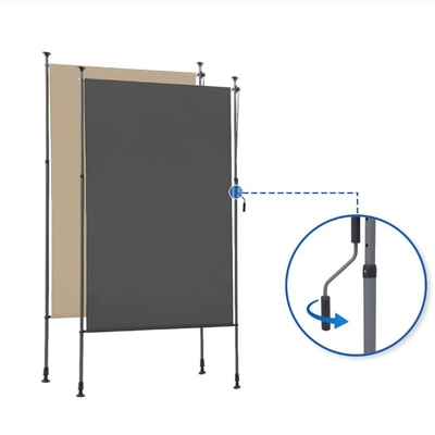 Powder Coated 200x270cm Vertical Awning Water Resistant Grey Fabric untuk Balkon Garden