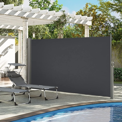 180x300 cm Tirai Awning Sisi yang Dapat Ditarik untuk Patio Taman Teras Sunproof dan Waterproof