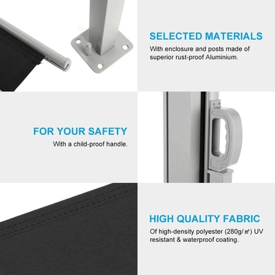 Patio Taman Luar Ruang Privacy Divider dengan Manual Operasi Metode Baja Support Pole