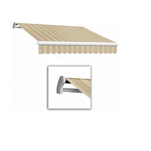 Manual Sun Protection Arm Awning dengan PU Coated Sail Finishing dan Crank Handle System