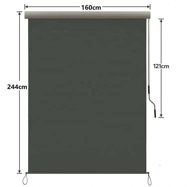 Perlindungan UV Drop Awning dengan Hand-Crank Box untuk Balkon dan Patio Vertikal Awning