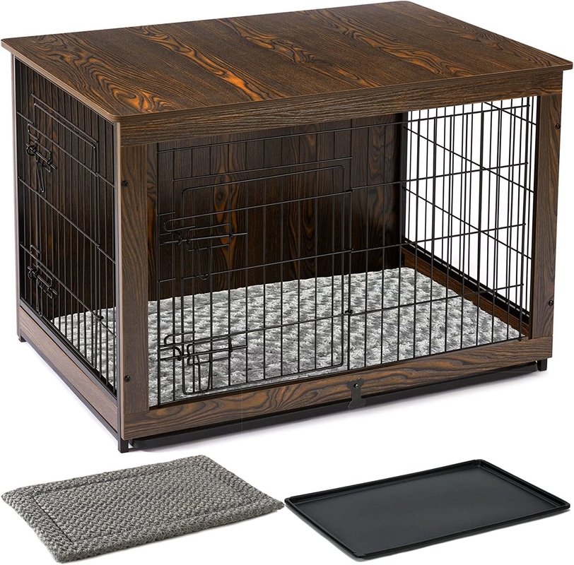 Kothak Anjing Kayu Pintu Ganda Gaya Modern 81*55*67cm untuk Perabot Dekorasi Rumah