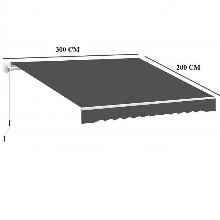 300*200CM Manual Crank Handle Waterproof Awning Sunshade Shelter untuk jendela teras