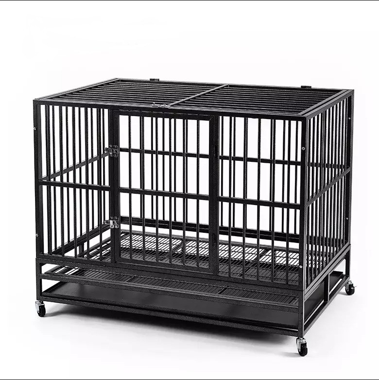 Hitam 38 Inci Heavy Duty Pet Cage untuk Anjing Besar dan Menengah Desain Bergaya