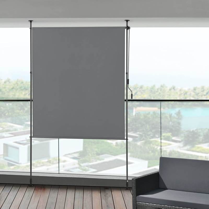 Outdoor 120 x 270 cm Polyester Sail Extendable Opaque Vertical Awning dengan Crank Hand
